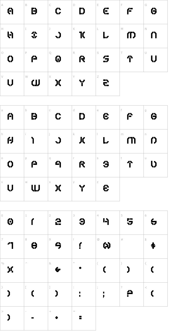 Character Map Year 3000 Bold Font