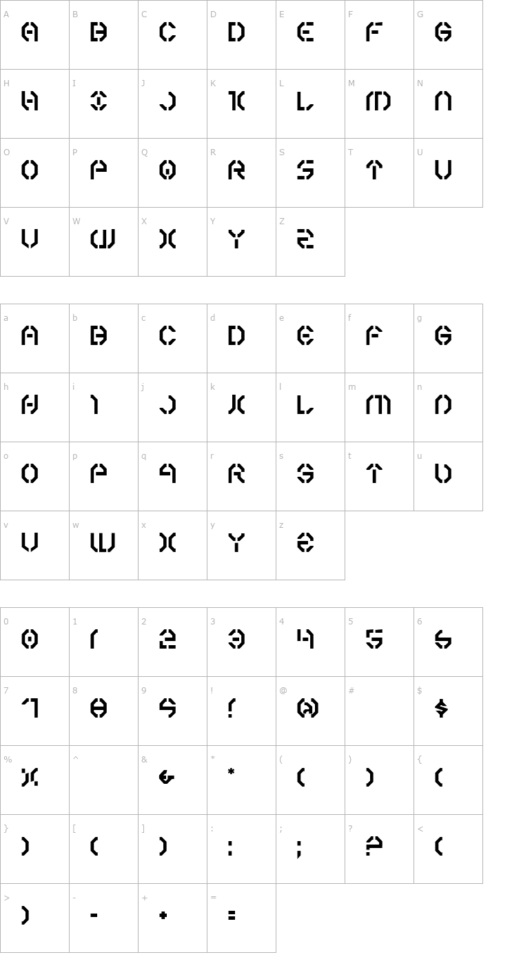 Character Map Year 3000 Font