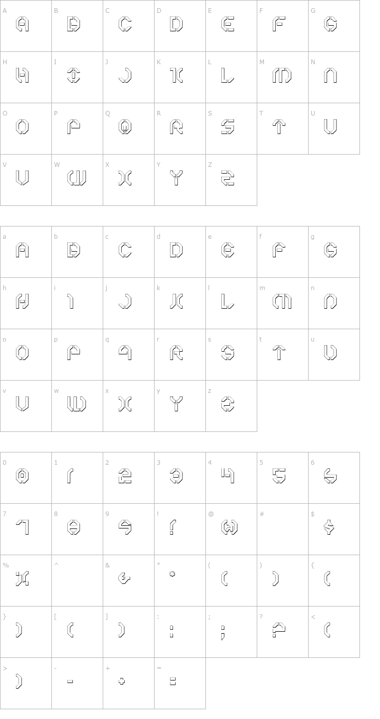 Character Map Year 3000 Outline Font