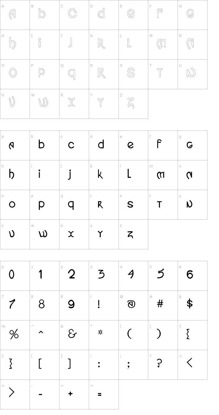 Character Map YesTimeWord Font