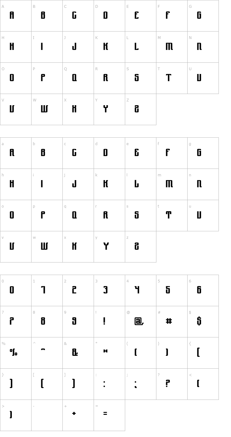 Character Map Yndu Font