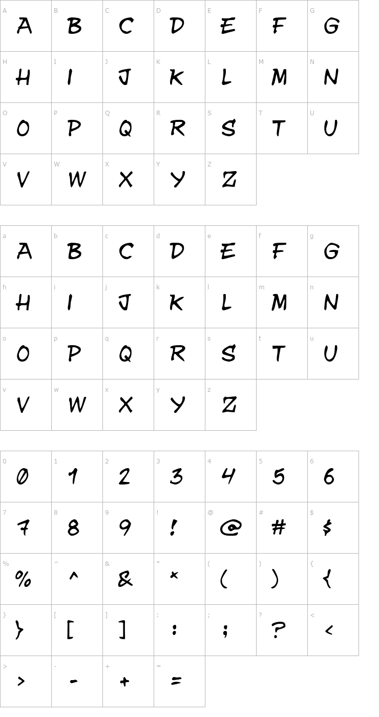 Character Map y.n.w.u.a.y Font