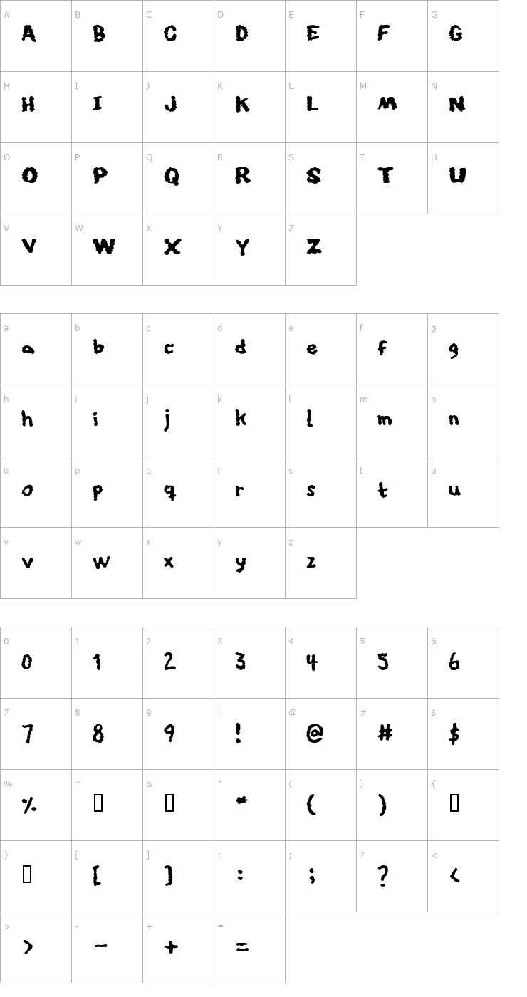 Character Map Youthquake Font