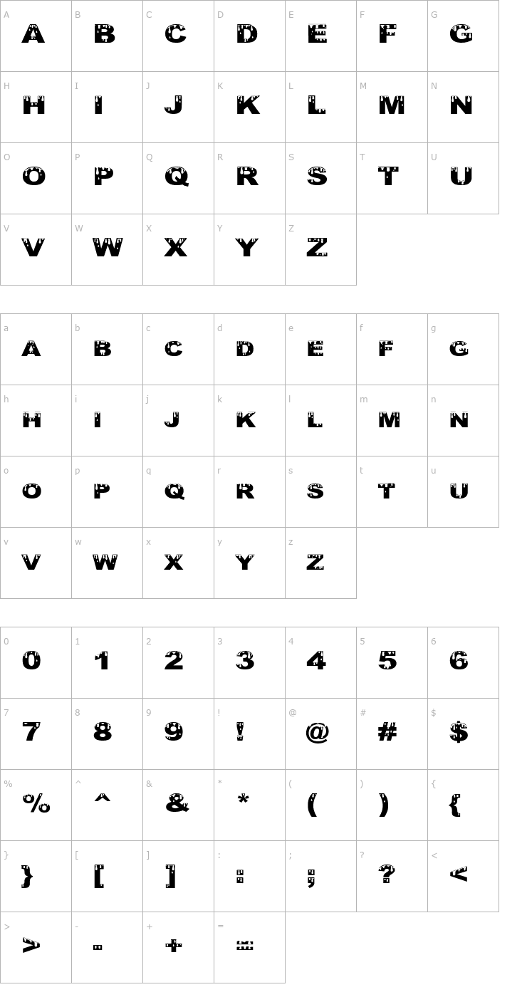 Character Map Yurine Overflow Font