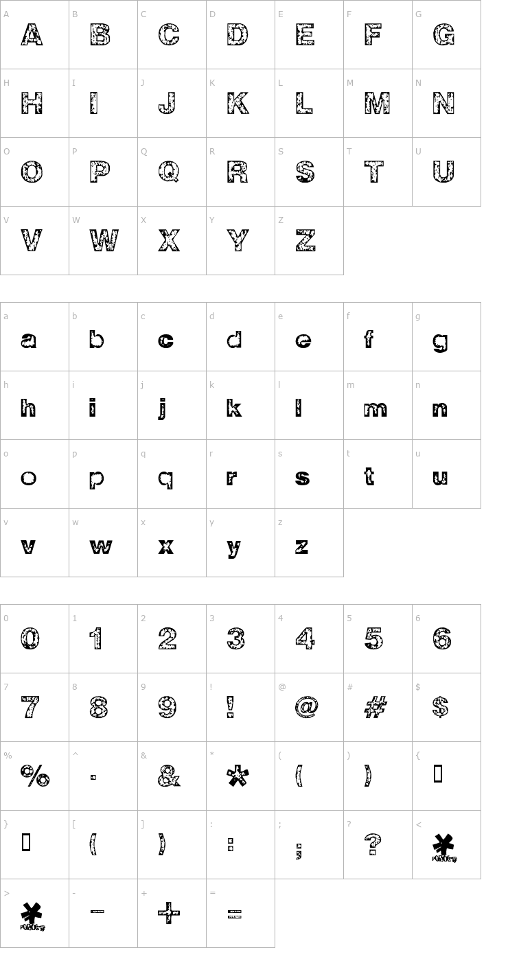 Character Map Z-Wisdom Font