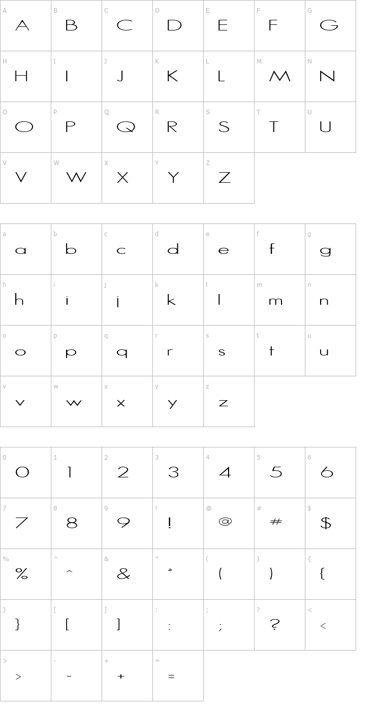 Character Map Zachary Font