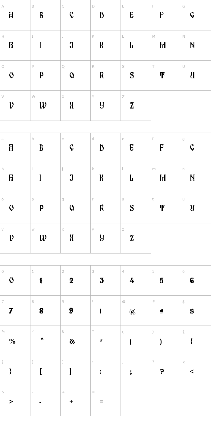 Character Map Zamolxis I Font