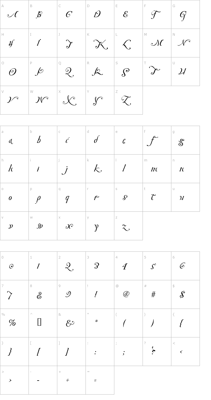 Character Map ZanzibarRegular Font