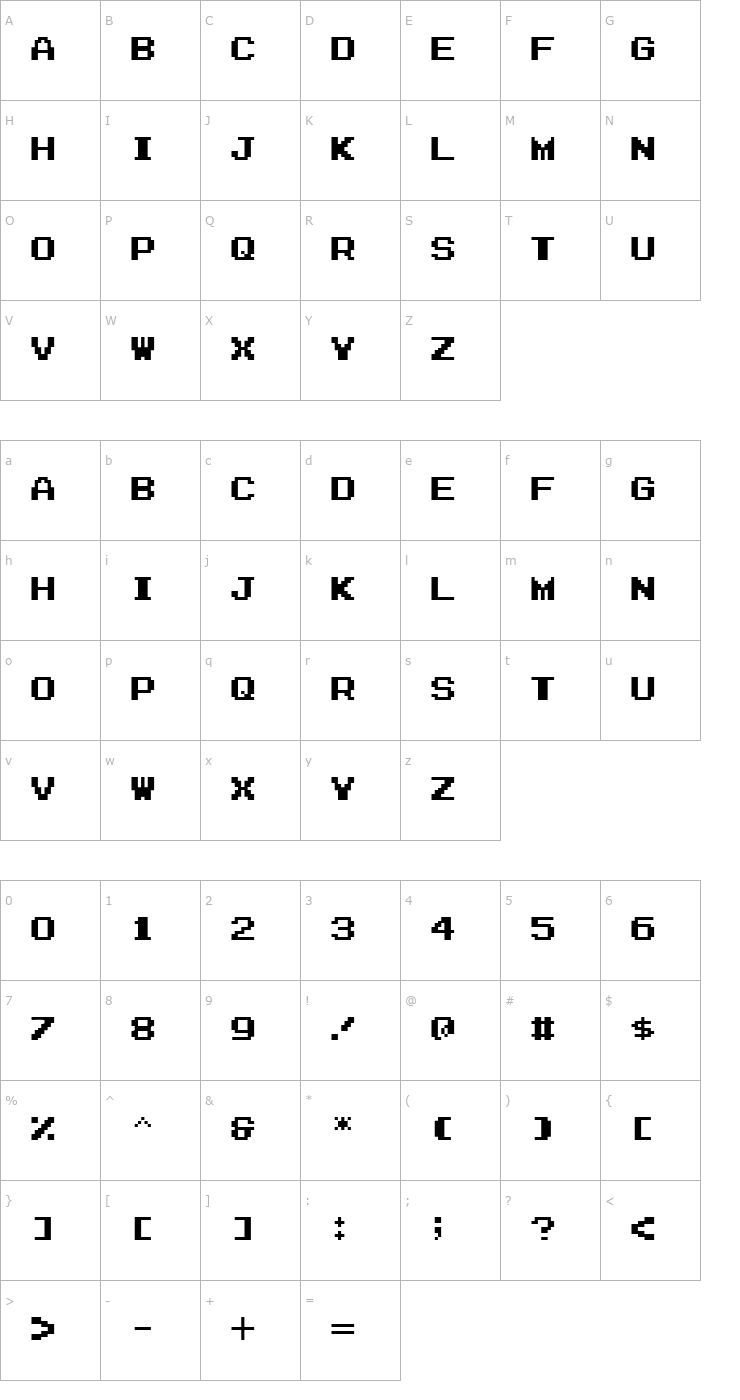 Character Map Zig Font