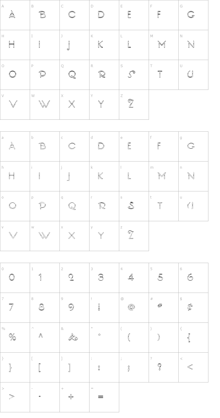 Character Map ZiggyStardustNF Font