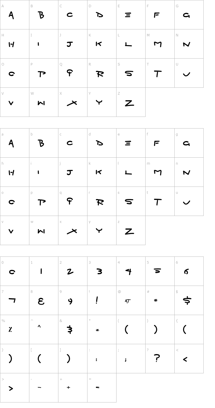 Character Map Zigzap Font