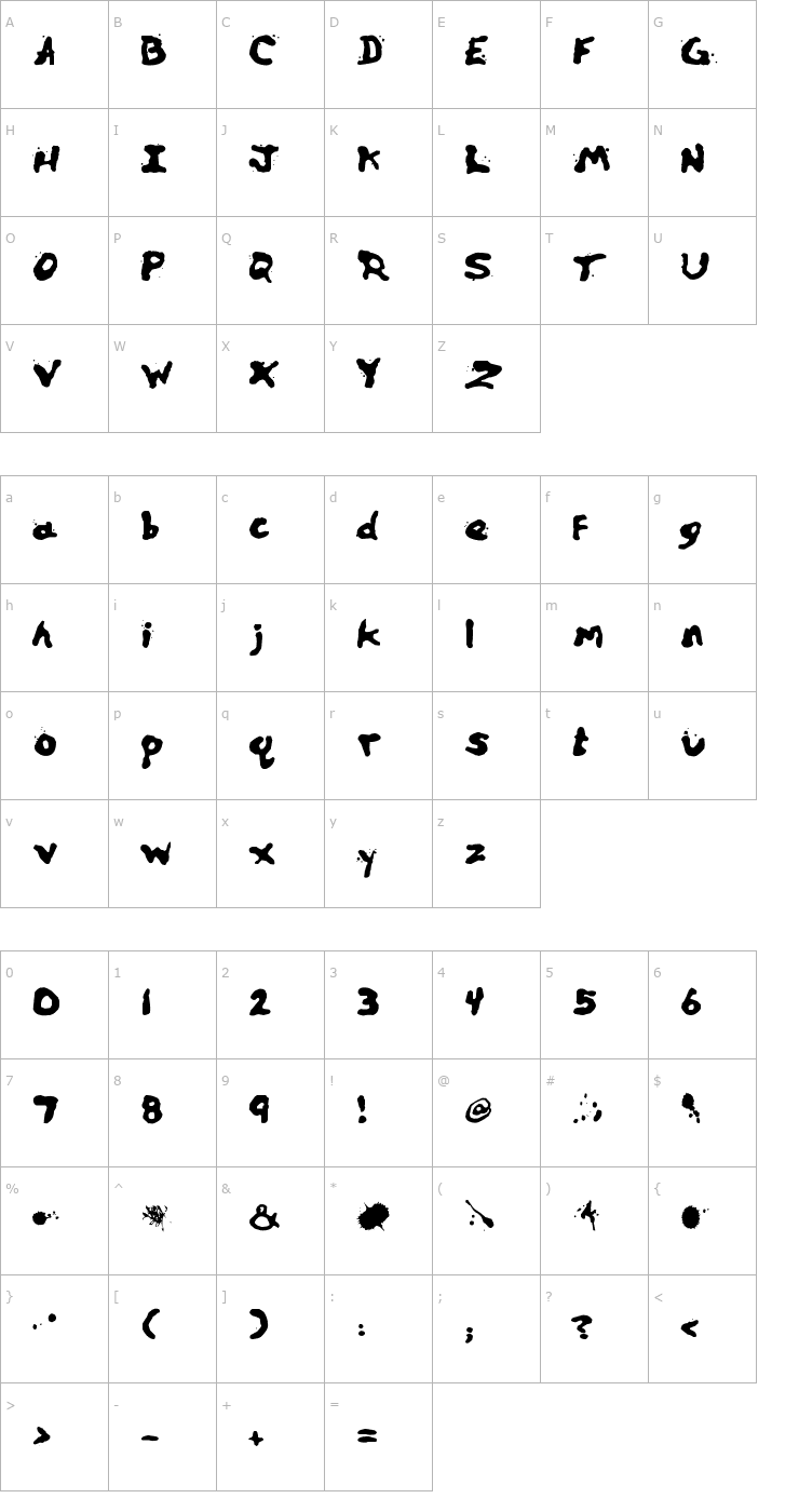 Character Map Zill Spills Font