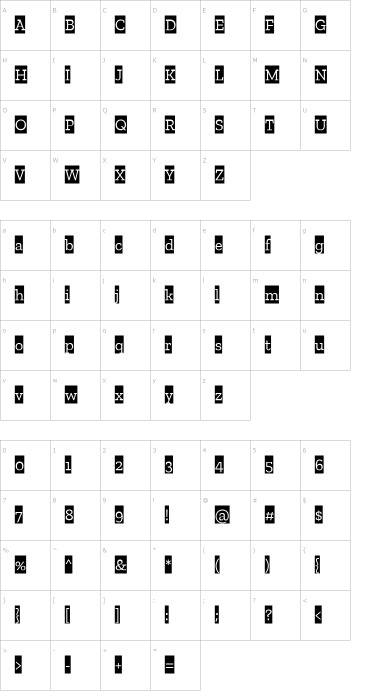 Character Map Zilla Slab Highlight Font