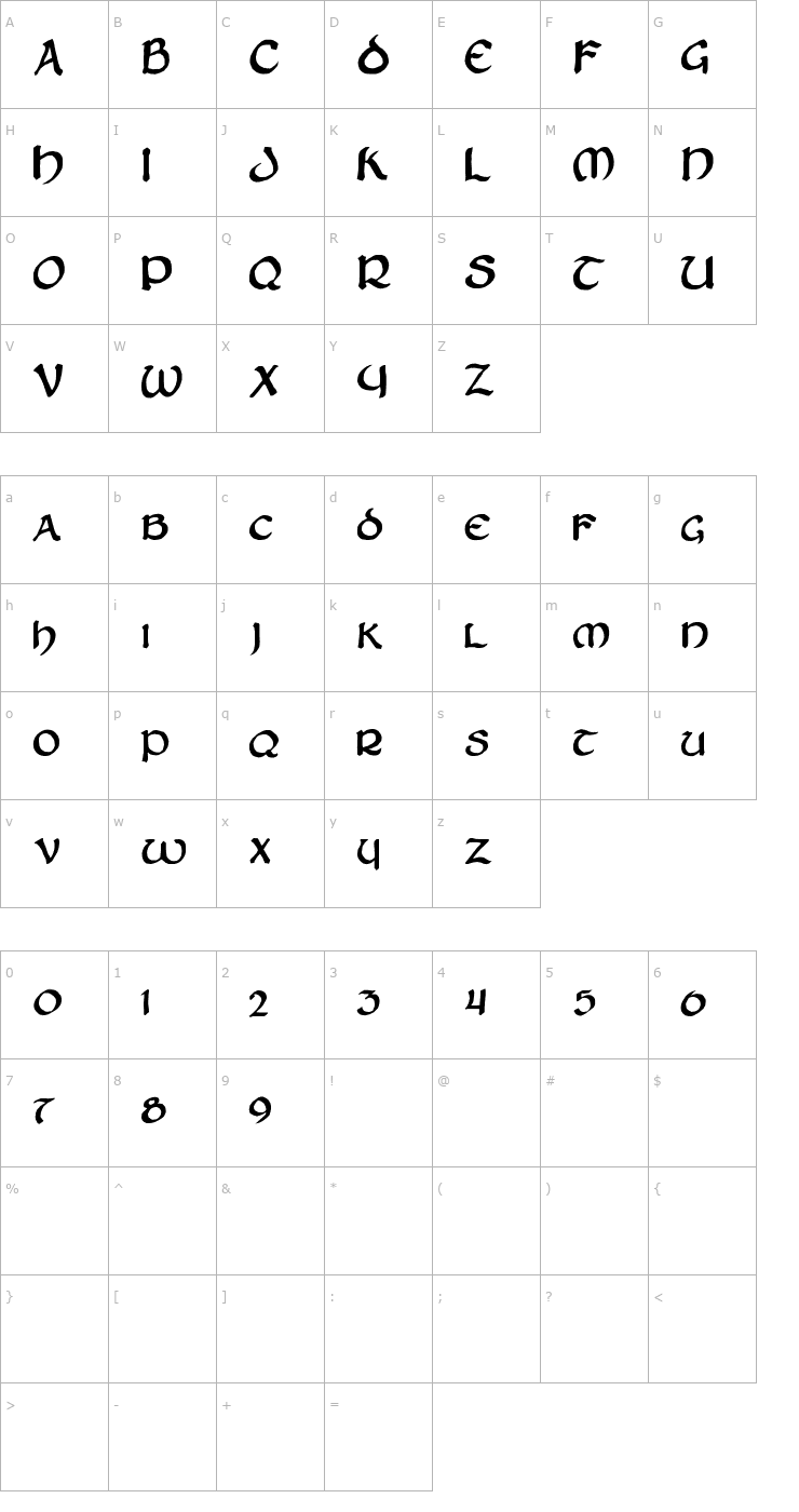 Character Map Zilluncial Font