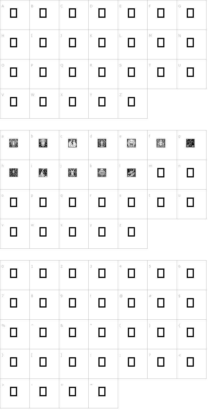 Character Map Zodiac02 Font