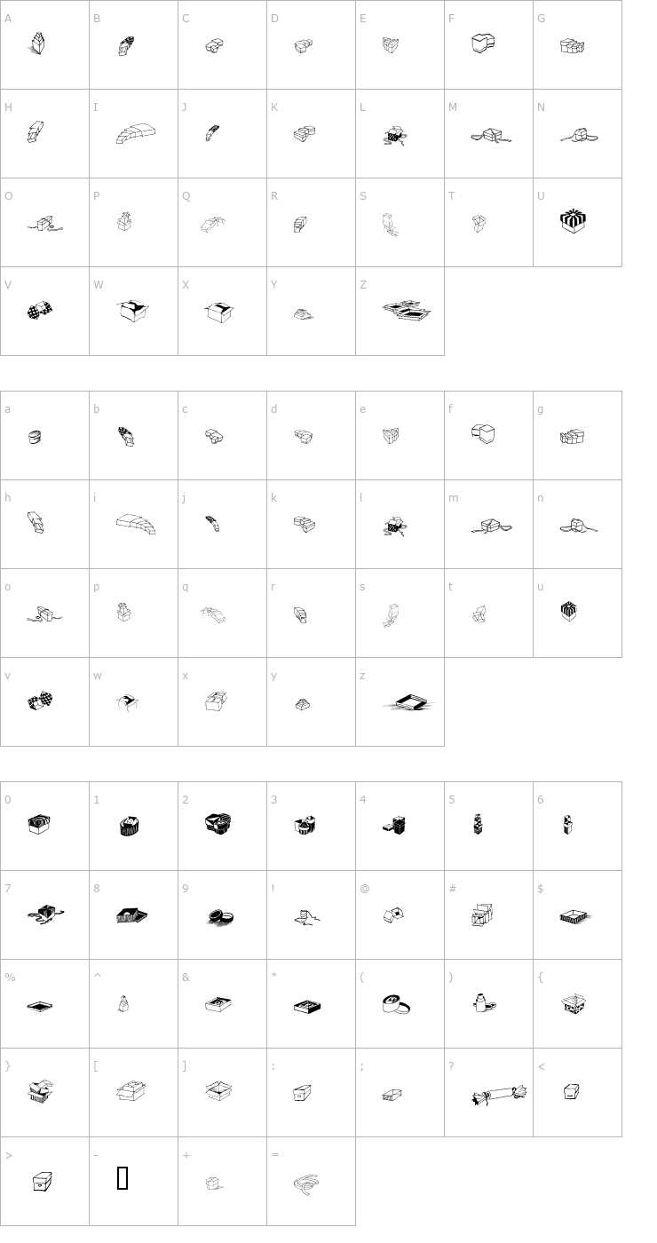 Character Map Zoeboxes Normal Font