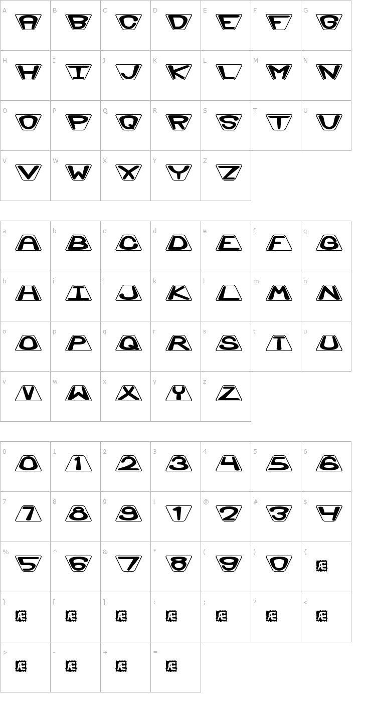 Character Map Zoidal (BRK) Font