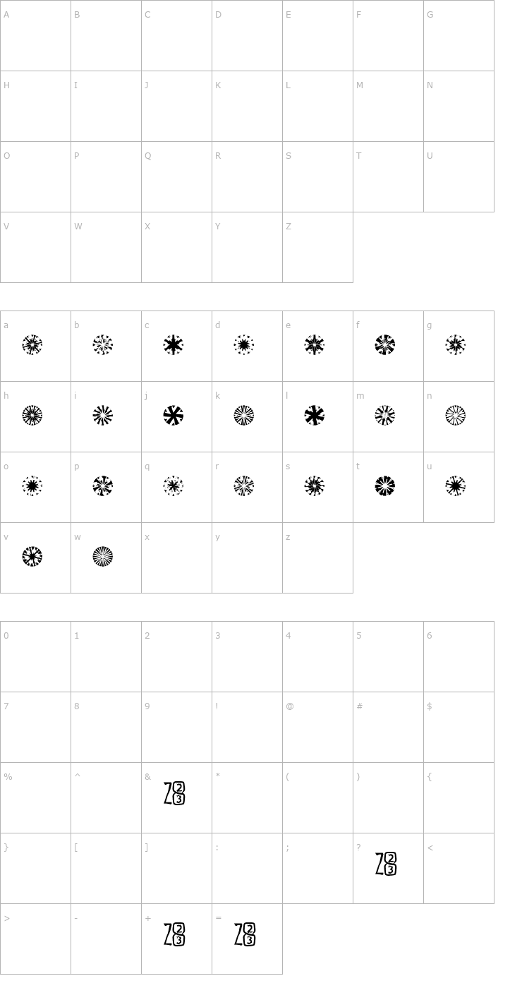 Character Map Zone23_23gyros Font