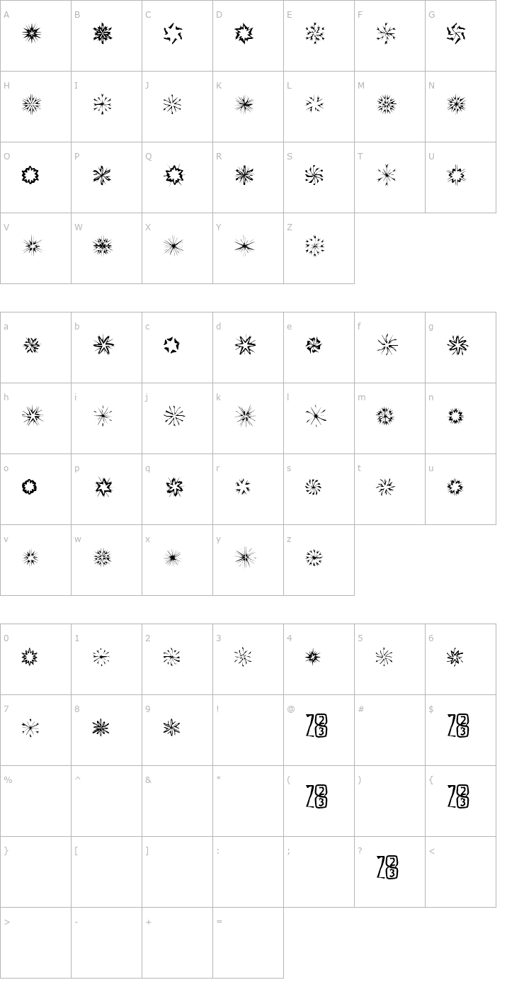 Character Map Zone23_foopy5 Font