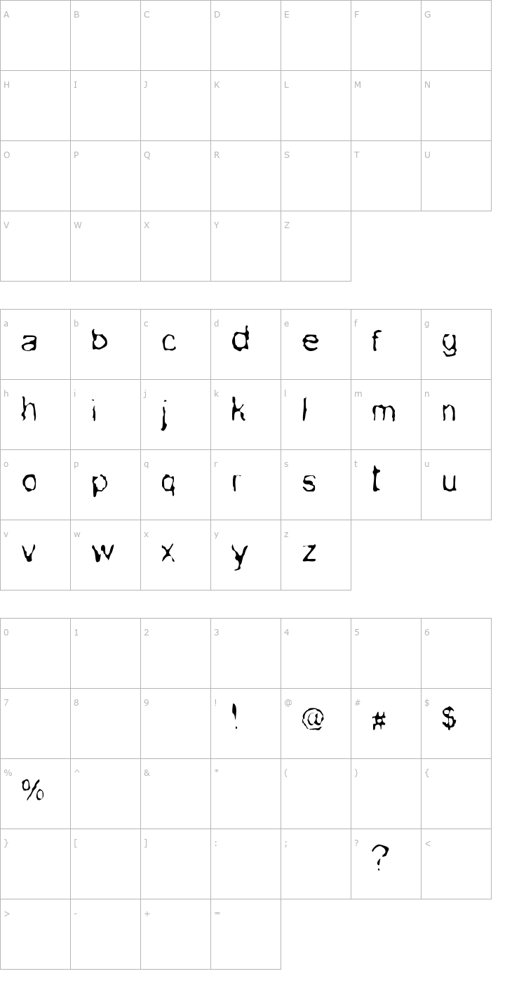 Character Map Zoophyte BC Font