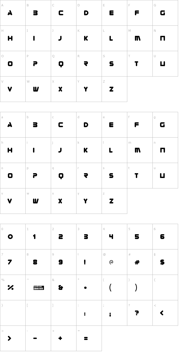 Character Map Zorque Font