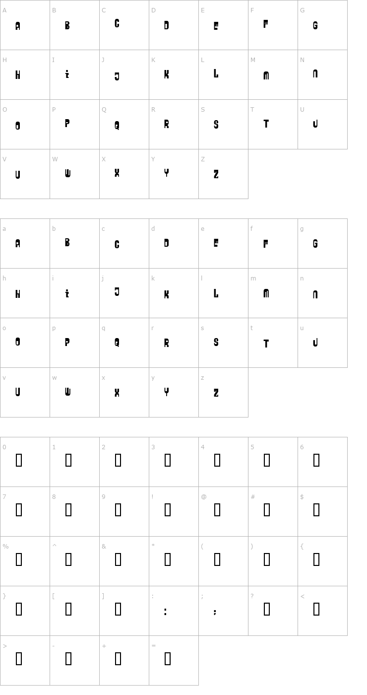 Character Map ZyberBob Font