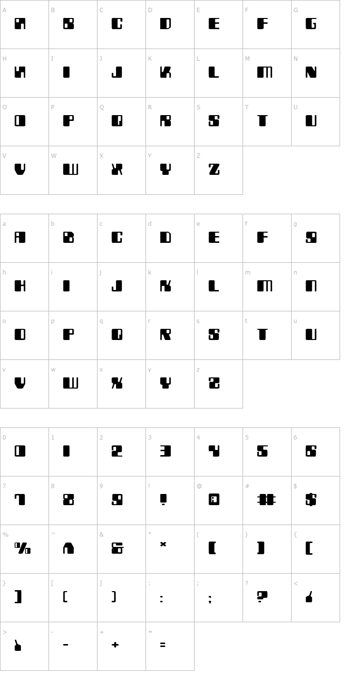 Character Map Zyborgs Expanded Font