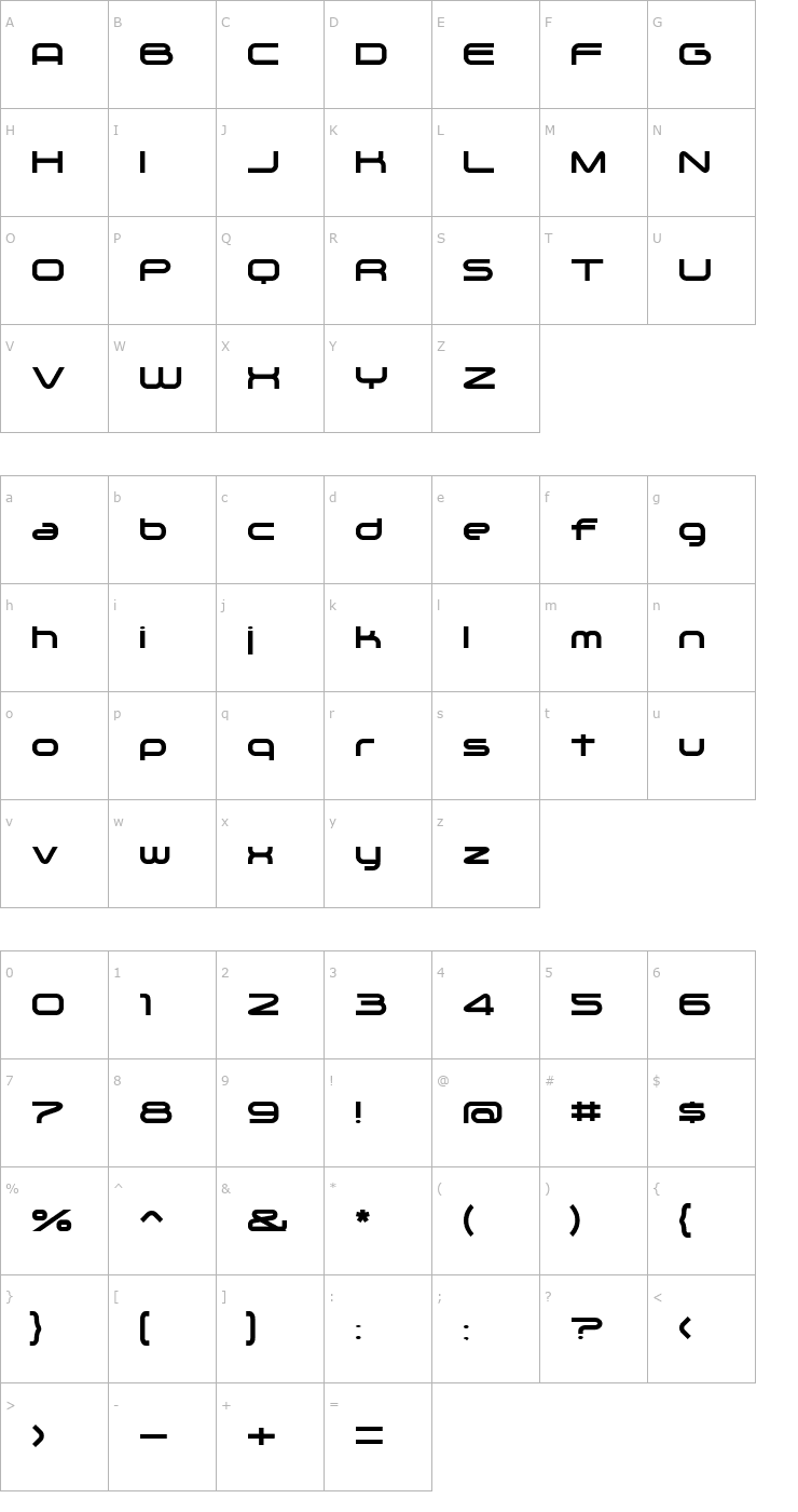 Character Map Zygo Font